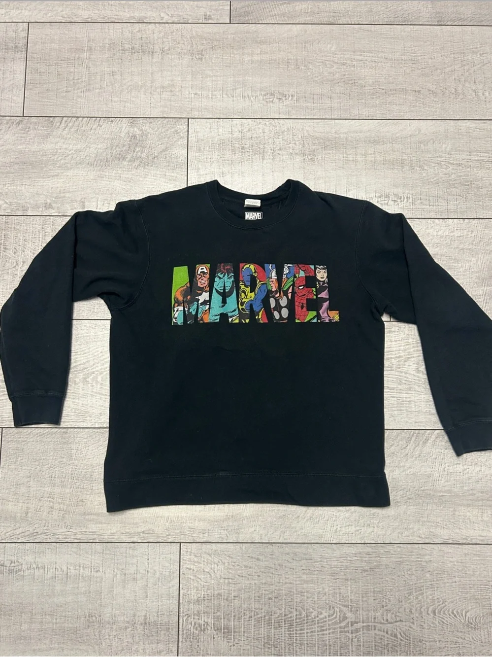 Marvel black Sweatshirt with Multicolor Character Logo
